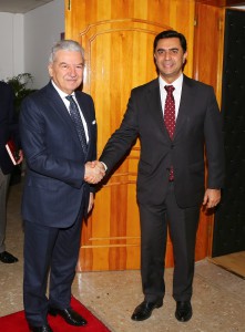 Minister of Foreign Affairs Özdil Nami receives President of İzmir Chamber of Commerce Ekrem Demirtaş in his office  